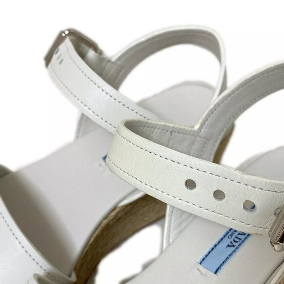 100% Authentic PRADA White Leather Women's Sandals 209-102524 - Picture 5 of 7